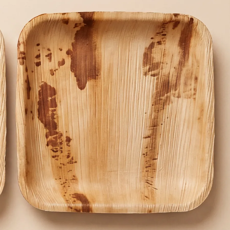 A Satva square plate with deep brown markings